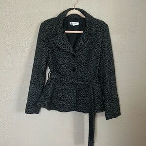 Marissa Christina - Black Gray Animal Print Jacket Size M Blazer with Belt